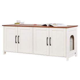 VEVOR Cat Litter Box Enclosure for Multi Cats, 47.2 in Hidden Litter Box Cabinet with 4 Doors & 2 Entries, Indoor Cat Washroom, Wooden Kitty House Fur