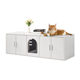 VEVOR Cat Litter Box Enclosure for 2 Cats, Litter Box Furniture Hidden with Double Rooms, Wooden Cat Box Cabinet Fit Most of Litter Box, 57.9"L x 18.3