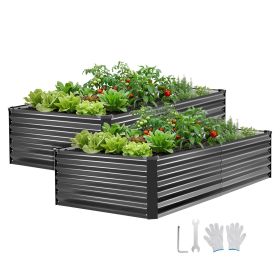 VEVOR 2 Pack Galvanized Raised Garden Beds, 6.67 x 3.35 x 1.51 ft, Rectangular Metal Planter Boxes Kit Outdoor, Elevated Planting Box with Gloves, Alu