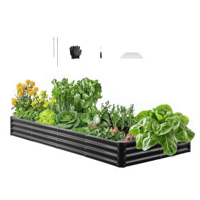 VEVOR Metal Raised Garden Bed, 8 x 4 x 1 ft Outdoor Galvalume Planter Garden Box, Open Bottom Design, Large Planter Raised Bed for Growing Vegetables,