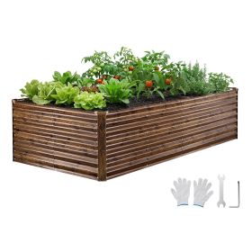 VEVOR Galvanized Raised Garden Bed, 8 x 4 x 2 ft, Rectangular Metal Planter Box Kit Outdoor, Bottomless Elevated Planting Box with Gloves, Alu-Zinc, f