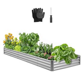 VEVOR Metal Raised Garden Bed, 12 x 4 x 1 ft Outdoor Galvalume Planter Garden Box, Open Bottom Design, Large Planter Raised Bed for Growing Vegetables