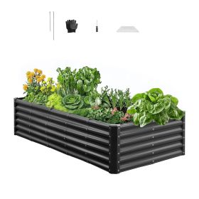VEVOR Metal Raised Garden Bed, 6 x 3 x 1.4 ft Outdoor Galvanized Planter Garden Box, Open Bottom Design, Large Planter Raised Bed for Growing Vegetabl