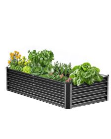 VEVOR Metal Raised Garden Bed, 6 x 3 x 1.5 ft Outdoor Galvanized Planter Box, with Open Bottom, Large Planter Raised Bed for Gardening Vegetables, Flo