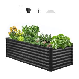 VEVOR Metal Raised Garden Bed, 6 x 3 x 2 ft Outdoor Galvanized Planter Garden Box, Open Bottom Design, Large Planter Raised Bed for Growing Vegetables
