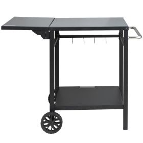 VEVOR Outdoor Grill Dining Cart with Double-Shelf, BBQ Movable Food Prep Table, Multifunctional Foldable Iron Table Top, Portable Modular Carts for Pi