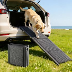 VEVOR Dog Ramp for Cars, 71" L x 17" W, Folding Pet Ramps for Medium & Large Dogs up to 250lbs, Pet Stair Ramp with Non-Slip Felt Rug Surface, Portabl