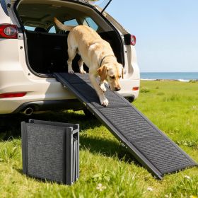VEVOR Dog Ramp for Cars, 63" L x 17" W, Folding Pet Ramps for Medium & Large Dogs up to 250lbs, Pet Stair Ramp with Non-Slip Felt Rug Surface, Portabl