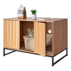 VEVOR Cat Litter Box Enclosure Furniture, 31.5 in Hidden Litter Box Cabinet with Scratch Pad & Storage, Waterproof Cat Washroom End Table Cat House, F