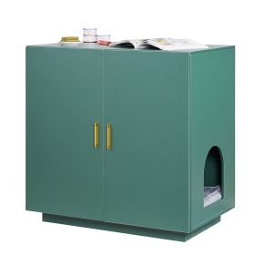 VEVOR Cat Litter Box Enclosure, 31.5 in Hidden Litter Box Cabinet, Wooden Indoor Cat Washroom with Ventilated Holes, Double-Door Kitty Pet House Furni