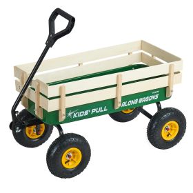 VEVOR Pull-Along Wagon for Kids, 39 inch Toddler Wagons with Wooden Panels & Handle, Supports up to 330 lbs, All-Terrain Utility Wagon Cart Birthday P