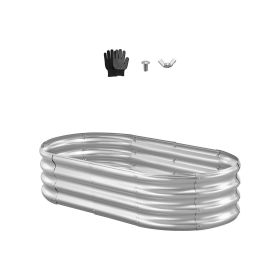 VEVOR Metal Raised Garden Bed, 4 x 2 x 1 ft Oval Outdoor Galvanized Planter Garden Box, Open Bottom Design, Large Planter Raised Bed for Growing Veget
