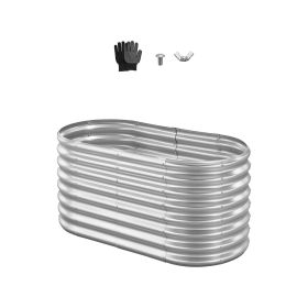 VEVOR Metal Raised Garden Bed, 4 x 2 x 2 ft Oval Outdoor Galvanized Planter Garden Box, Open Bottom Design, Large Planter Raised Bed for Growing Veget