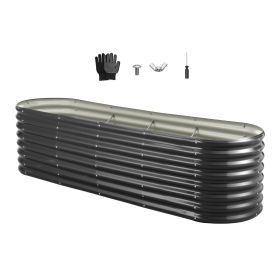 VEVOR Metal Raised Garden Bed, 8 x 2 x 2 ft Oval Outdoor Galvanized Planter Garden Box, Open Bottom Design, Large Planter Raised Bed for Growing Veget