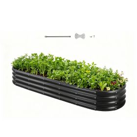 VEVOR Metal Raised Garden Bed, 8 x 2 x 1 ft Oval Outdoor Galvanized Planter Garden Box, Open Bottom Design, Large Planter Raised Bed for Growing Veget