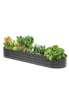 VEVOR Metal Raised Garden Bed, 8 x 2 x 1 ft Outdoor Galvanized Planter Box, with Open Bottom, Large Oval Planter Raised Bed for Gardening Vegetables,