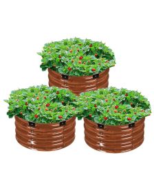 VEVOR 3 Pcs 2x2x1ft Galvanized Raised Garden Bed Kit, Outdoor Metal Round Raised Beds For Gardening Vegetables, Easy Assembly Garden Planter Box For F
