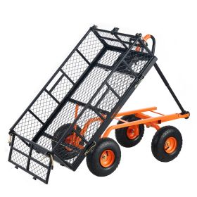 VEVOR Garden Cart, Sturdy Metal Construction with Simple Assembly, Versatile Dump Cart with Dual-Function Handle, Heavy-Duty Garden Wagon, 880 lbs Loa