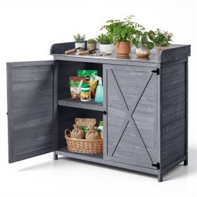 VEVOR Potting Bench Table, Outdoor Gardening Wooden Storage Cabinet with 39 x 19 in Wood Tabletop, Garden Planting Workstation with Large Storage Spac