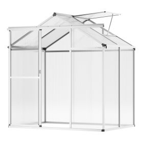 VEVOR Polycarbonate Greenhouse, 6 x 4 Ft, Outdoor Greenhouse with Adjustable Vent Windows, Pavilion Styled Greenhouse with Sliding Door, Aluminum Larg