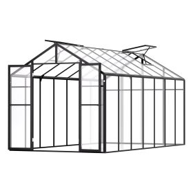 VEVOR Polycarbonate Greenhouse, 8 x 14 Ft, Outdoor Greenhouse with 2 Vent Windows, Pavilion Styled Greenhouse with Hinged Door, Aluminum Large Walk-in