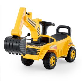 VEVOR Ride On Toddler Car, Push Car for Toddler 19 to 36 Months, Excavator Digger Toy with Helmet & Music, 55 lbs Load Capacity, Foot-to-Floor Walker