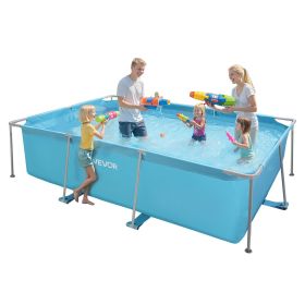 VEVOR Frame Above Ground Swimming Pool, 118 x 78 x 30 in Rectangular Steel Metal Frame, Large Rectangle Outdoor Backyard Family Pool, Easy to Assemble