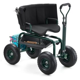 VEVOR Garden Seat with Wheels, Rolling Garden Stool with Height Adjustable & 360wivel Seat, 400lbs Weight Capacity, Gardening Cart Bench, Ergonomic B