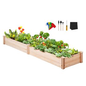 VEVOR Raised Garden Bed, 7.9 x 2 x 0.8 ft Wooden Planter Box, Outdoor Planting Boxes with Open Base, for Growing Flowers/Vegetables/Herbs in Backyard/