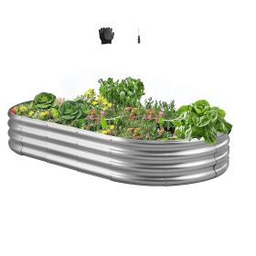 VEVOR Metal Raised Garden Bed, 6 x 3 x 1 ft Outdoor Galvanized Planter Garden Box, Open Bottom Design, Large Planter Raised Bed for Growing Vegetables