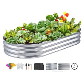 VEVOR Raised Garden Bed, 6 x 3 x 0.9 ft Galvanized Metal Planter Box, Outdoor Planting Boxes with Open Base, for Growing Flowers/Vegetables/Herbs in B
