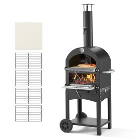 VEVOR Outdoor Pizza Oven, 12" Pellet Fire Ovens, 2-Layer Pizza Oven Wood Fired, Wood Burning Outdoor Pizza-Oven with 2 Removable Wheels, 1000_ Max Tem
