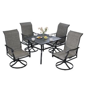 VEVOR 5 Pieces Patio Dining Set, Outdoor Furniture Table and Swivel Chairs Set, All Weather Garden Furniture Table Sets, Iron Patio Conversation Set w