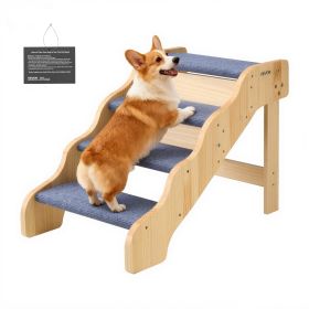 VEVOR Wood Pet Stairs, 4-Step Dog Stairs for High Beds, Sofa & Cars, 150lbs Load Capacity, Non-Slip Surface, Stable Cat & Dog Step Ladder for Small Me