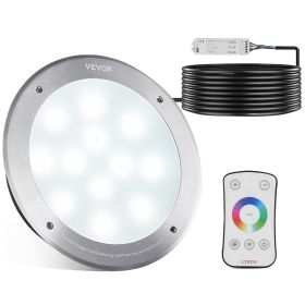 VEVOR 12V LED Pool Illumination, 10" Diameter 40W, Multi-Color RGBW, Submersible Light for Pools & Spas, Includes 50 FT Cable & Remote, Suitable for 1