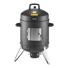 VEVOR Charcoal Smoker, 16" Vertical Charcoal BBQ Grill, Coated Steel Barbecue Smoker with 2 Grilling Grates, Thermometer, Air Vents & Removable Ash Tr