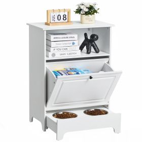 VEVOR Pet Feeding Station with 2 Stainless Steel Bowls, Elevated Dog Bowls with Storage, Dog Food Storage and Feeder Station with Tilt Out Storage Cab