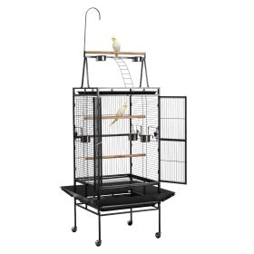 VEVOR Bird Cage, 32.7 x 31.1 x 82.7 inch, Open Flat Top, Wrought Iron Bird Flight Cage with Perches, Slide-Out Tray, Plastic Feeders, for Cockatiel, M