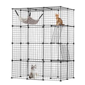 VEVOR Large 4-tier Cat Cage, 41 x 28 x 55", Detachable Metal Wire Cat Enclosure, with 4 Front Doors Hammock Ramp ladders, Indoor & Outdoor Crate Exerc