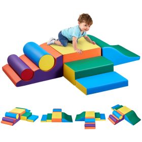 VEVOR Climbing Toys, 7-Piece Set, Foam Climbing Toys for Toddlers 6 Months to 3 Years Old, PU Leather Climbing Blocks, Indoor Climb and Crawl Activity