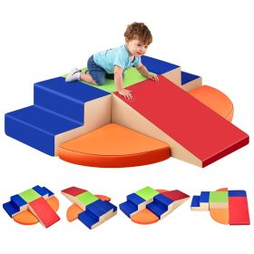VEVOR Climbing Toys, 6-Piece Set, Foam Climbing Toys for Toddlers 6 Months to 3 Years Old, PU Leather Climbing Blocks, Indoor Climb and Crawl Activity