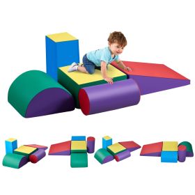 VEVOR Climbing Toys, 5-Piece Set, Foam Climbing Toys for Toddlers 6 Months to 3 Years Old, PU Leather Climbing Blocks, Indoor Climb and Crawl Activity