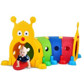 VEVOR Caterpillar Tunnel for Kids, Outdoor Indoor Climb and Crawl Through, Play Equipment for Toddler,Boys,Girls,Baby 3-6, 4 Sections, for Daycare, Pr