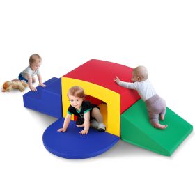 VEVOR Toddler Climbing Toys Indoor, 5 Piece Climb, Crawl and Tunnel Soft Play Equipment, Foam Climbing Toys, Kids Tunnel Maze with Stairs and Ramp,Ind