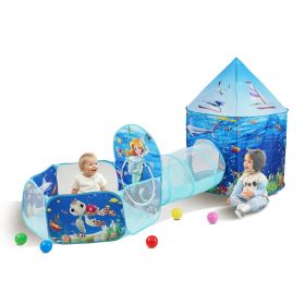 VEVOR 3 in 1 Kids Play Tent with Tunnel, Basketball Hoop for Boys, Girls, Babies and Toddlers, Indoor/Outdoor Pop Up Playhouse with Carrying Bag & Ban