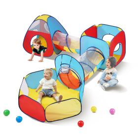VEVOR 5 in 1 Kids Play Tent with Tunnel, Basketball Hoop for Boys, Girls, Babies and Toddlers, Indoor/Outdoor Pop Up Playhouse with Carrying Bag & Ban