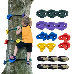 VEVOR Ninja Tree Climbing Kit, 12 Tree Climbing Holds and 6 Ratchet Straps, Large Climbing Rocks for Kids and Adults Climber, Various Colors and Shape