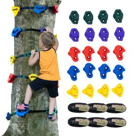 VEVOR Ninja Tree Climbing Kit, 20 Tree Climbing Holds and 6 Ratchet Straps, Large Climbing Rocks for Kids and Adults Climber, Various Colors and Shape