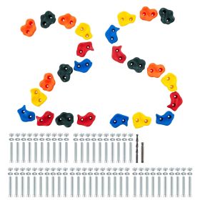 VEVOR 25 Rock Climbing Holds, Multi-Size and Multi-Colored Climbing Rocks for Kids and Adults, Rock Wall Holds with Mounting Hardware, Climbing Wall G
