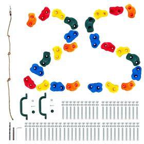 VEVOR 25 Rock Climbing Holds, Multi-Size and Colored Climbing Rocks for Kids and Adults, Rock Wall Holds with Knotted Rope, Handles and Mounting Hardw